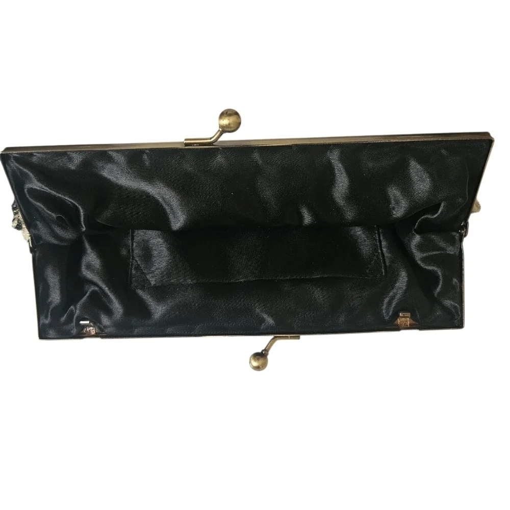 Floral Brocade Clutch Purse with Ball Clasp Closure